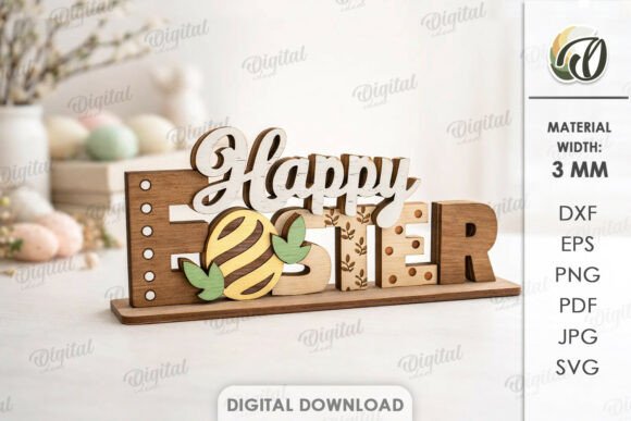 3D Easter Table Sign Laser Cut for Modern Stands