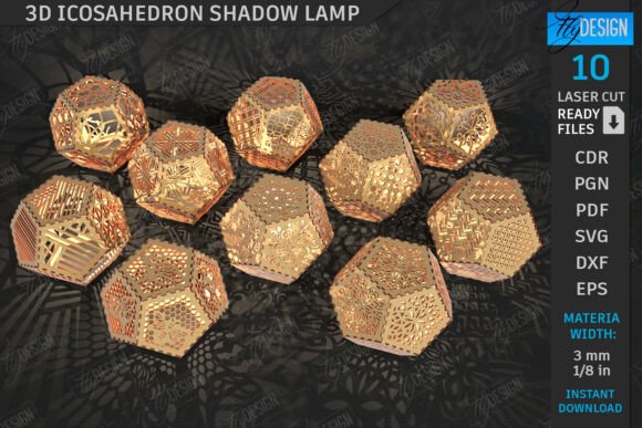 3D Icosahedron Lanterns Laser Cut Bundle
