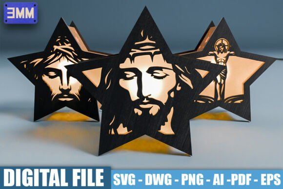 3D Jesus Christ Star Lantern Laser Cutting Stands