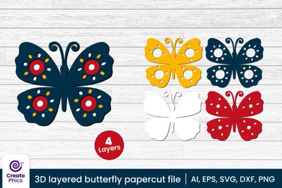 3D Layered Butterfly Paper Laser Cut SVG for Summer Crafts