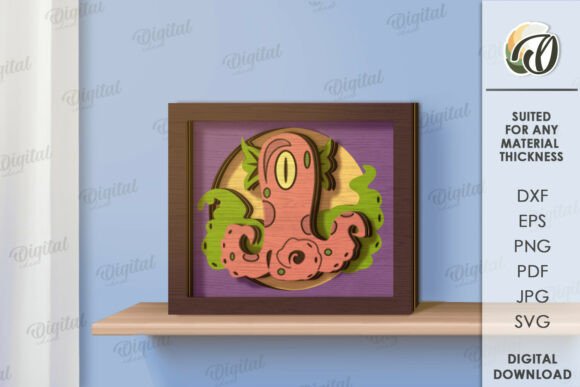 3D Monster Layered Decor Graphics for Laser Engraving