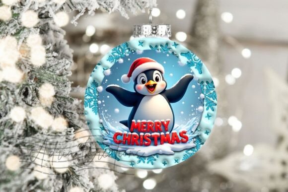 3D Penguin Christmas Round Clipart Png Graphics