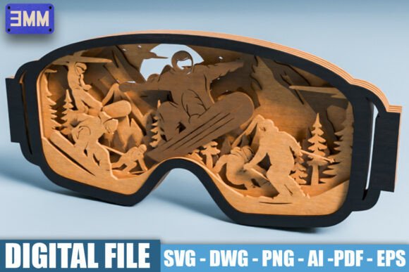 3D Snowboarding Goggles Laser Cut File