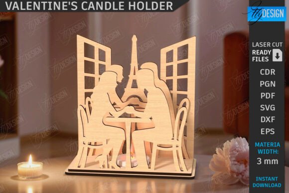 3D Valentine's Candle Holder Laser Cut for Editorial Design