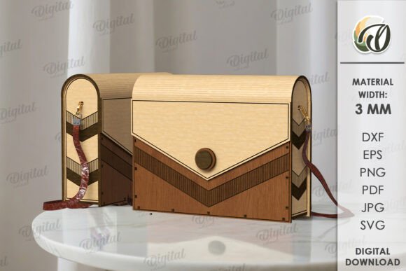 3D Wooden Clutch Purse Laser Cut