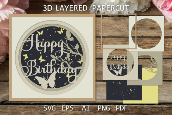 Birthday Layered Papercut 3D Butterfly for Creative Projects