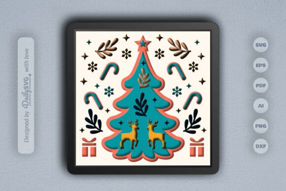 Christmas Tree Scandinavian Folk Art 3D SVG Review