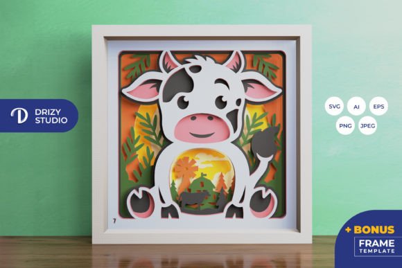 Cute Baby Cow 3D Shadow Box Review for 3D SVG & Shadow Boxes