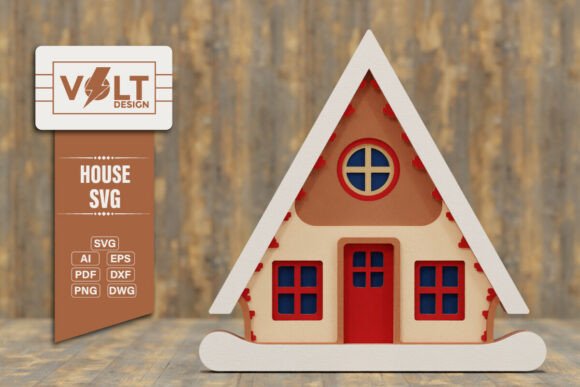 Cute House 3D SVG for Centerpieces and Branding