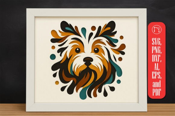 Dog Face Multilayer 3D Shadow Box SVG