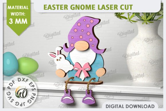 Easter Gnome Laser Cut. 3D Easter Gnome