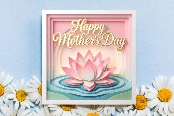 Happy Mother s Day 3D Paper-cut Card PNG Graphics Backgrounds