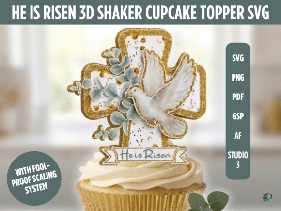 He is Risen 3D Shaker Cupcake Topper SVG for Easter Branding