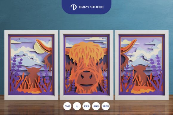 Highland Cow 3D SVG – Continuous 3D