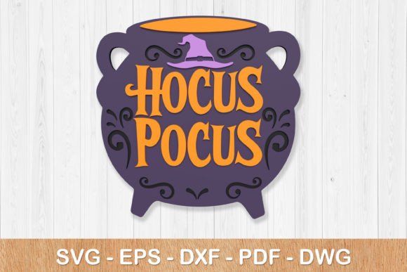 Hocus Pocus, Halloween Sign 3d Svg for Laser Cutting and Autumn Amp Branding