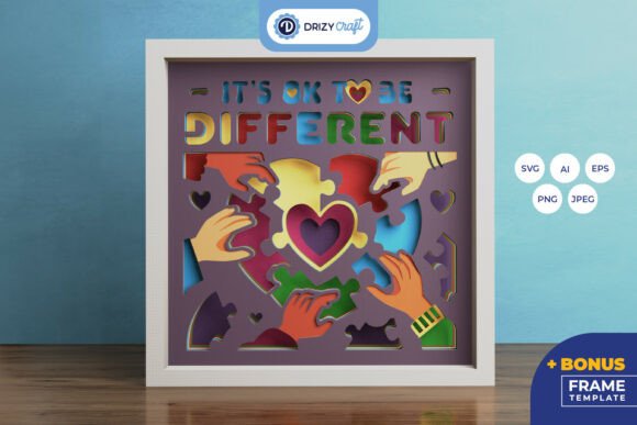 It s Ok to Be Different 3D Paper Craft for Shadow Boxes