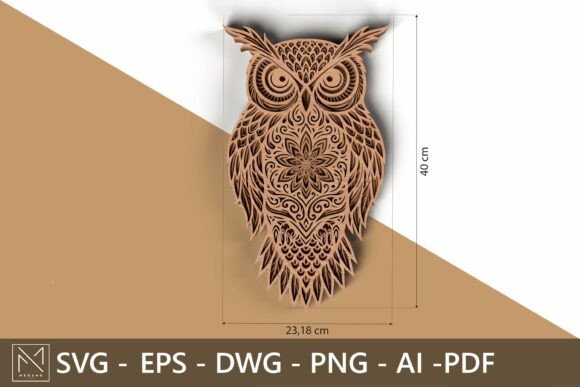Mandala Owl SVG – 3D Laser Cut Art