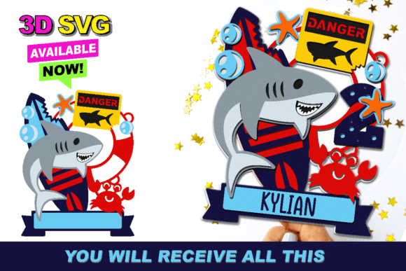 Shark Cake Topper 3D SVG Review