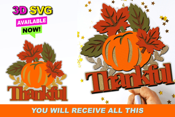 Thanksgiving Cake Topper Pumpkin 3D SVG for Laser Cutting and Cake Toppers