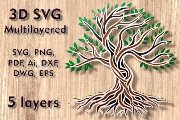 Tree of Life 3D Svg Multilayer Cut Files for Laser Cutting Wall Decor